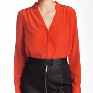 100% SILK REBECCA MINKOFF ORANGE BLOUSE